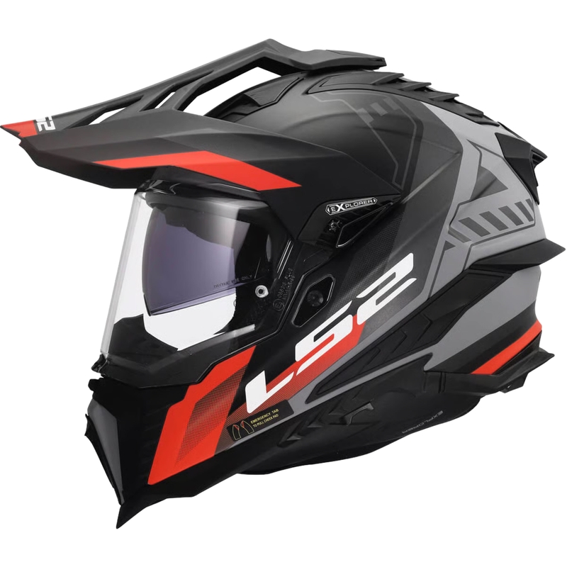 Enduro ķivere LS2 MX701 Explorer Hexa matēta melna-sarkanpelēka