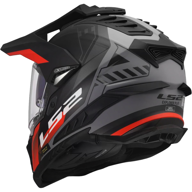 Enduro ķivere LS2 MX701 Explorer Hexa matēta melna-sarkanpelēka