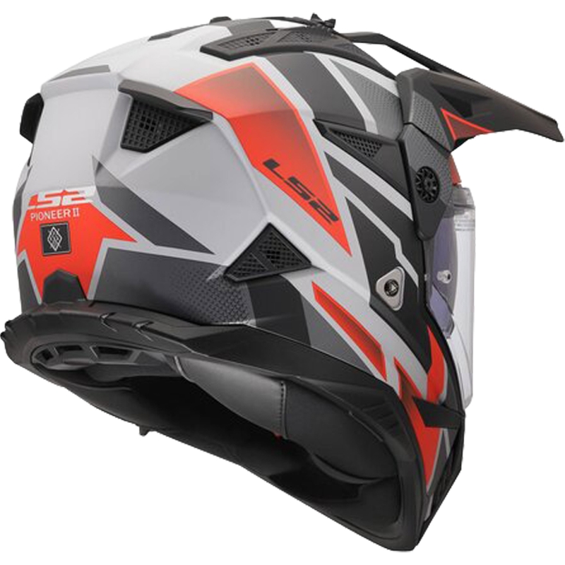 Enduro motocikla ķivere LS2 MX702 Pioneer II Block matēta pelēka-sarkana