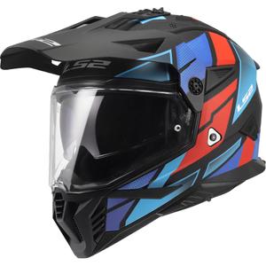 Enduro motocikla ķivere LS2 MX702 Pioneer II Block matēta melna-sarkan-zila