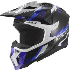Motokrosa ķivere LS2 MX703 X-Force Phantom spīdīgi zila-balta