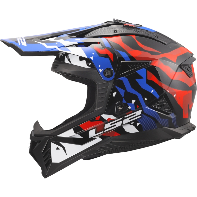 Motokrosa ķivere LS2 MX708 Fast II Grotesk spīdīgi balta-zila-sarkana