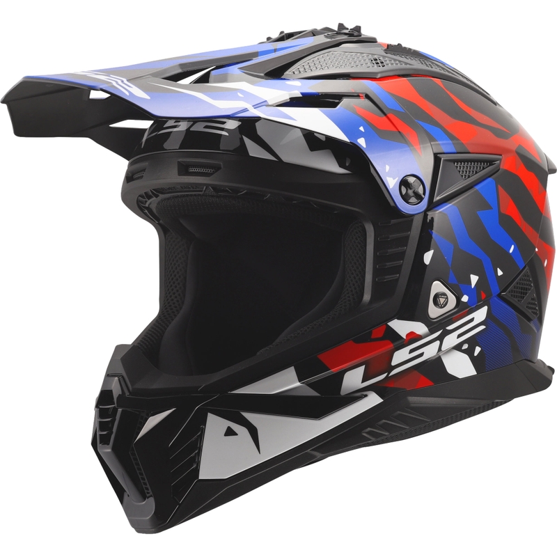 Motokrosa ķivere LS2 MX708 Fast II Grotesk spīdīgi balta-zila-sarkana