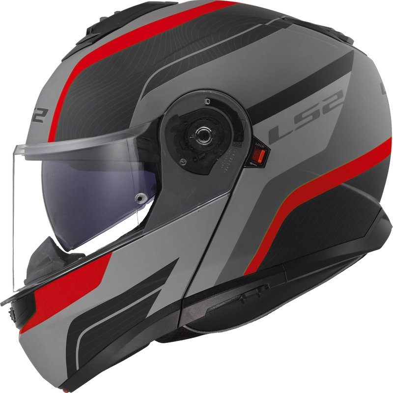 Atveramā ķivere LS2 FF908 Strobe II Monza matēta melna-pelēka-sarkana