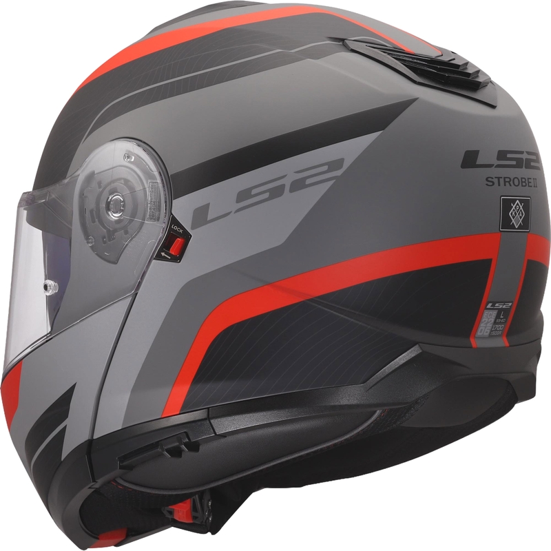 Atveramā ķivere LS2 FF908 Strobe II Monza matēta melna-pelēka-sarkana
