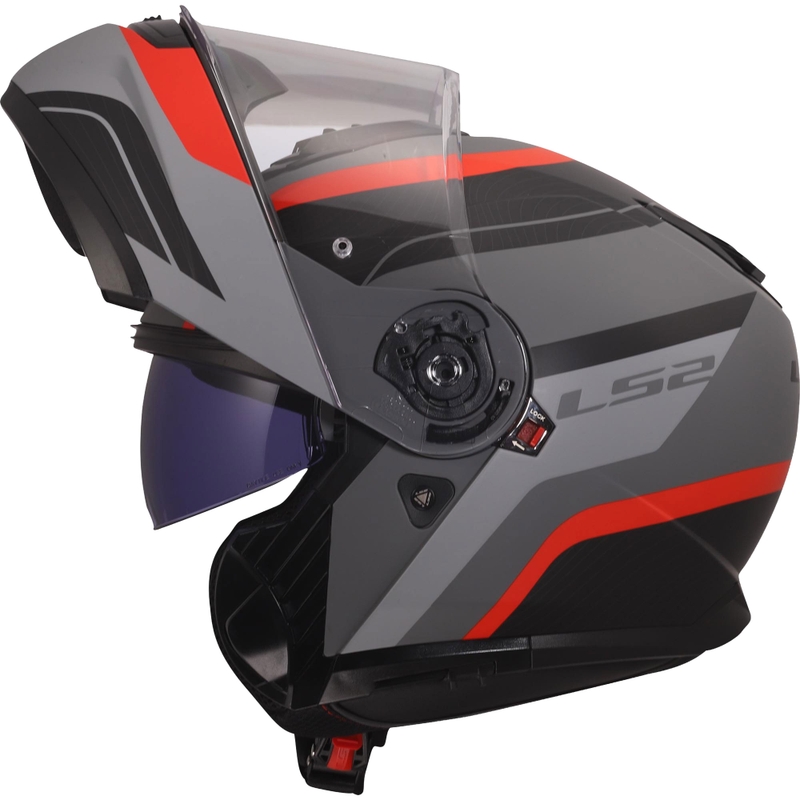 Atveramā ķivere LS2 FF908 Strobe II Monza matēta melna-pelēka-sarkana
