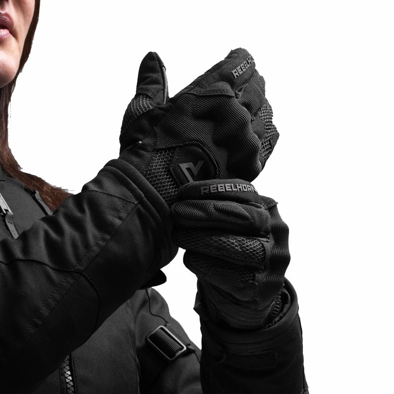 Sieviešu motocikla cimdi Rebelhorn Core melni