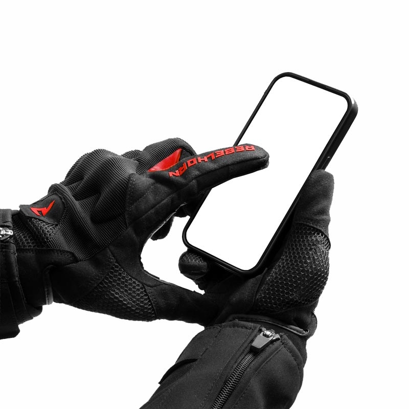 Sieviešu motocikla cimdi Rebelhorn Core melni-sarkani