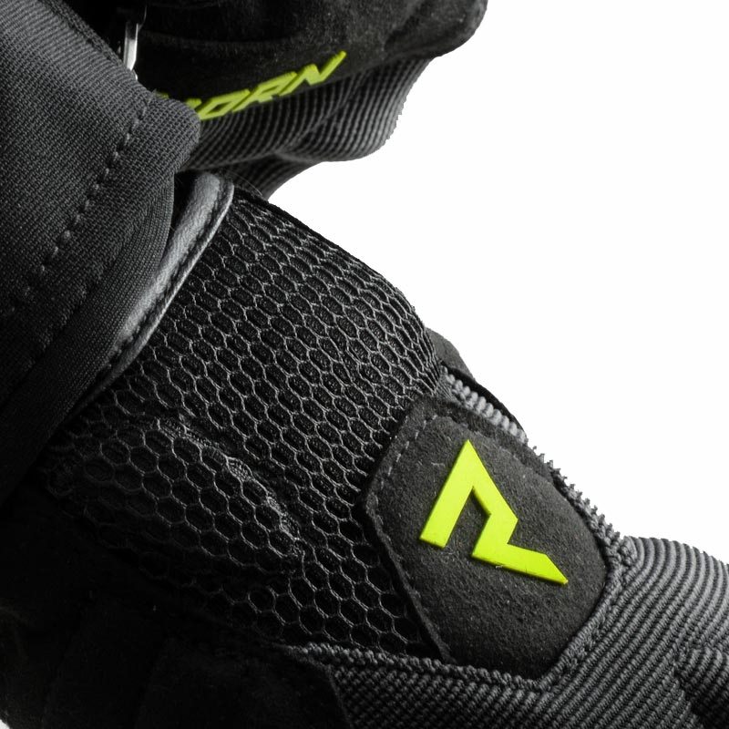 Sieviešu motocikla cimdi Rebelhorn Core melni-pelēki-fluorēti dzelteni