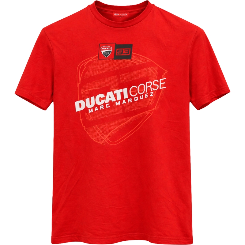 T-krekls Ducati Corse Marc Marquez Big Helmet 93 sarkans