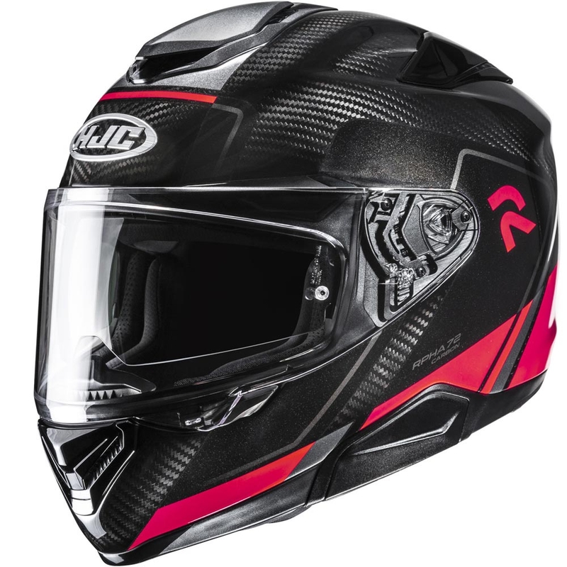 HJC RPHA 72 Carbon Fynex MC1 motocikla ķivere, melna-sarkana