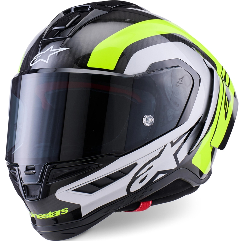 Alpinestars Supertech R10 Arius motocikla ķivere, pilna izmēra, melna-fluorescējoši dzeltena-balta