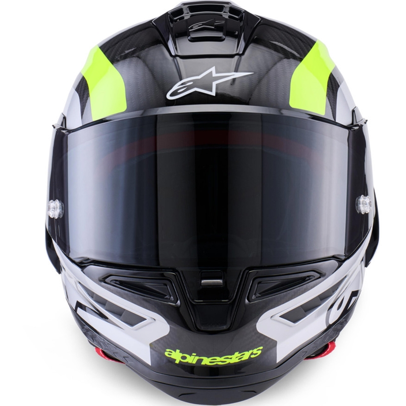 Alpinestars Supertech R10 Arius motocikla ķivere, pilna izmēra, melna-fluorescējoši dzeltena-balta