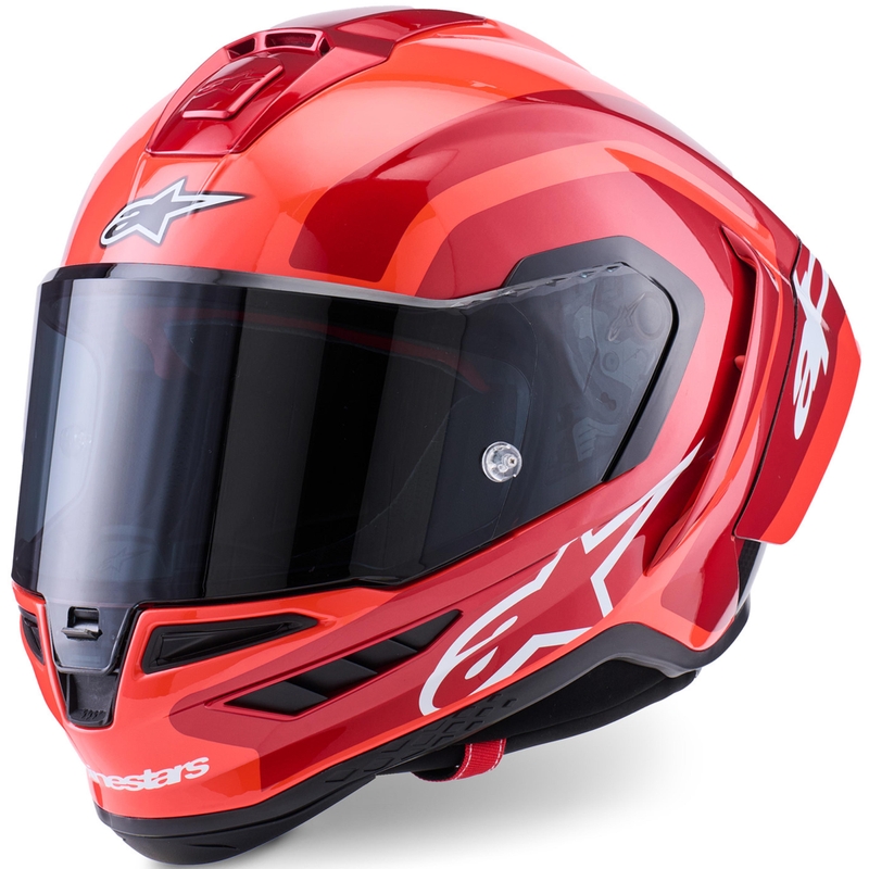 Alpinestars Supertech R10 Arius motocikla ķivere, fluorescējoši sarkana-sarkana-melna-balta