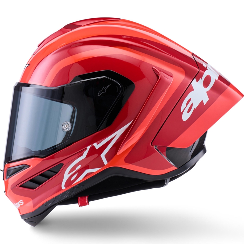 Alpinestars Supertech R10 Arius motocikla ķivere, fluorescējoši sarkana-sarkana-melna-balta