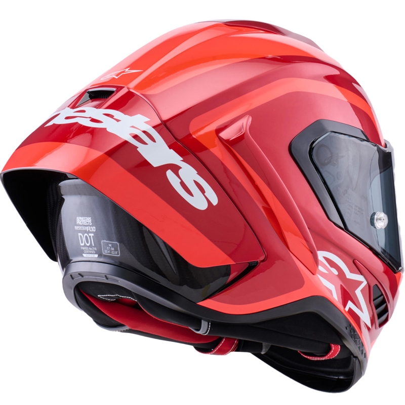 Alpinestars Supertech R10 Arius motocikla ķivere, fluorescējoši sarkana-sarkana-melna-balta