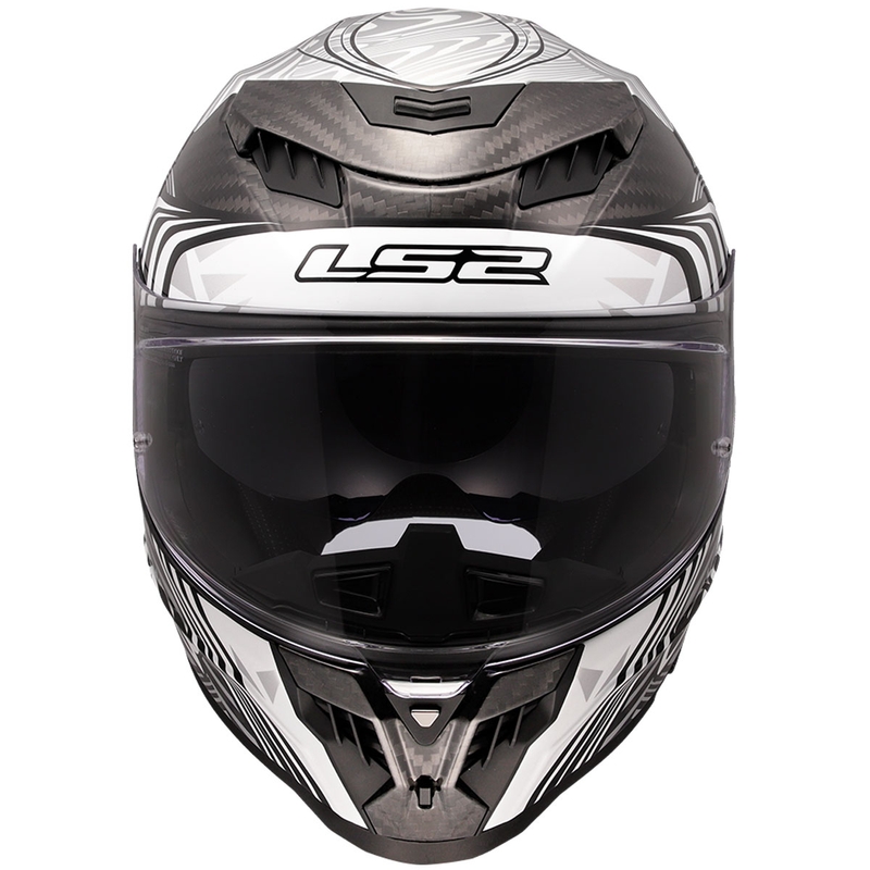 LS2 FF807 Dragon Carbon Enthum motocikla ķivere, spīdīgi sudrabaina
