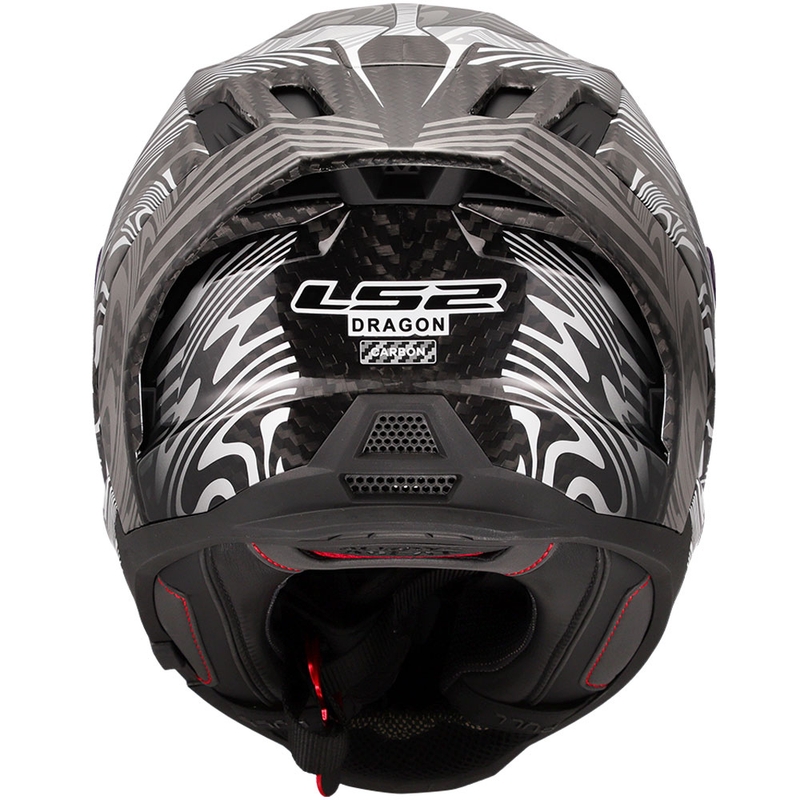 LS2 FF807 Dragon Carbon Enthum motocikla ķivere, spīdīgi sudrabaina