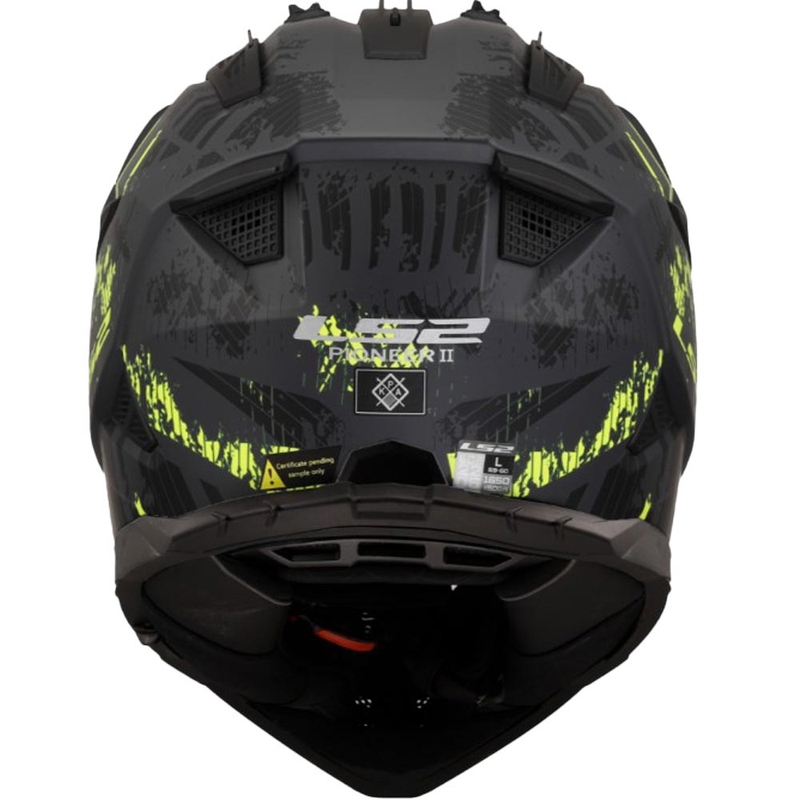 Enduro motocikla ķivere LS2 MX702 PIONEER II CRAZY melna-fluorēta dzeltena