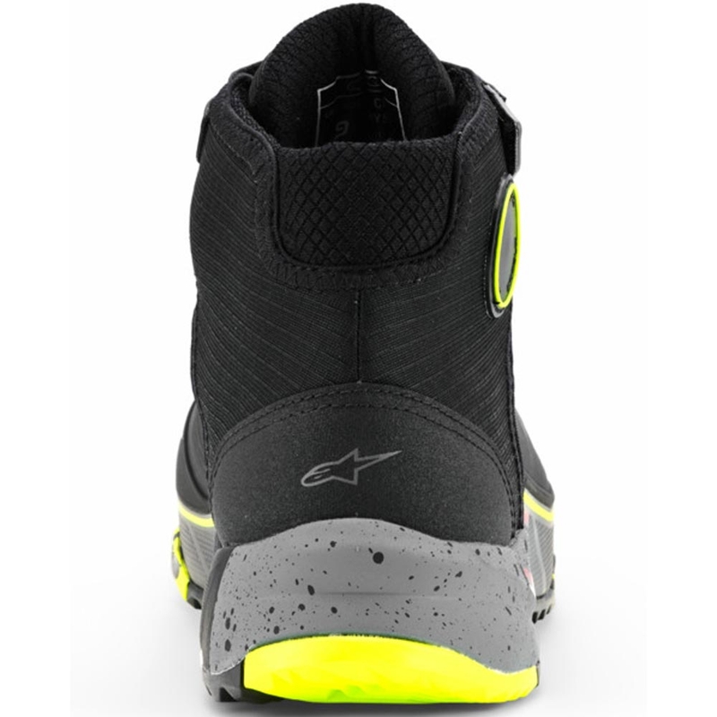 Alpinestars CR-X Drystar motocikla zābaki melni-tumši pelēki-fluorētiski dzelteni