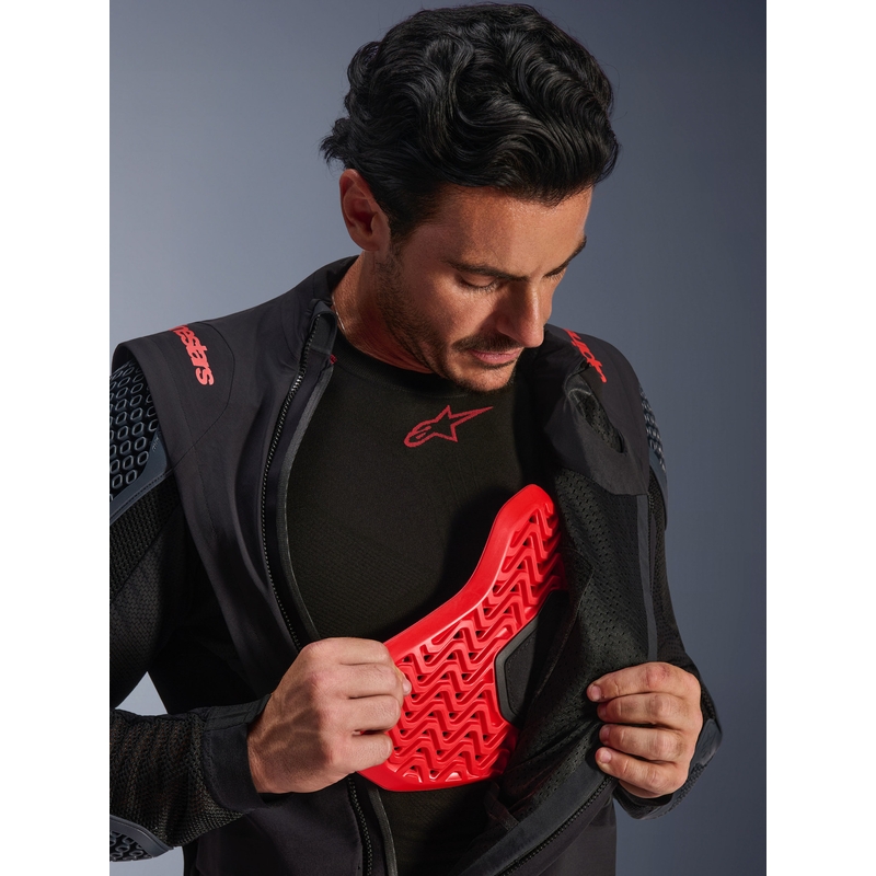 Alpinestars Halo PRO Drystar XF motocikla jaka melna-tumši pelēka-sarkana