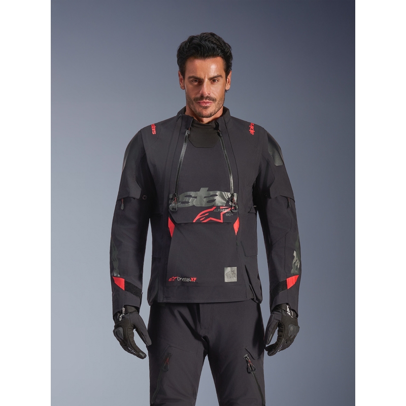 Alpinestars Halo PRO Drystar XF motocikla jaka melna-tumši pelēka-sarkana