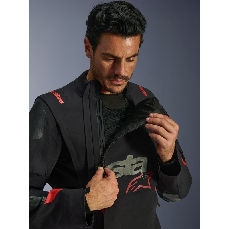 Alpinestars Halo PRO Drystar XF motocikla jaka melna-tumši pelēka-sarkana