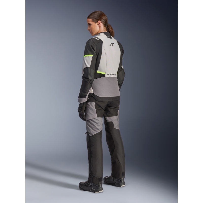 Alpinestars Stella Andes V4 Drystar sieviešu motocikla jaka tumši pelēka-gaiši pelēka-melna-fluorescēti dzeltena
