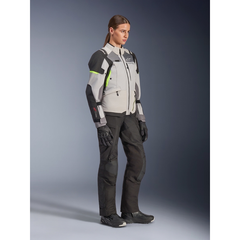 Alpinestars Stella Andes V4 Drystar sieviešu motocikla jaka tumši pelēka-gaiši pelēka-melna-fluorescēti dzeltena
