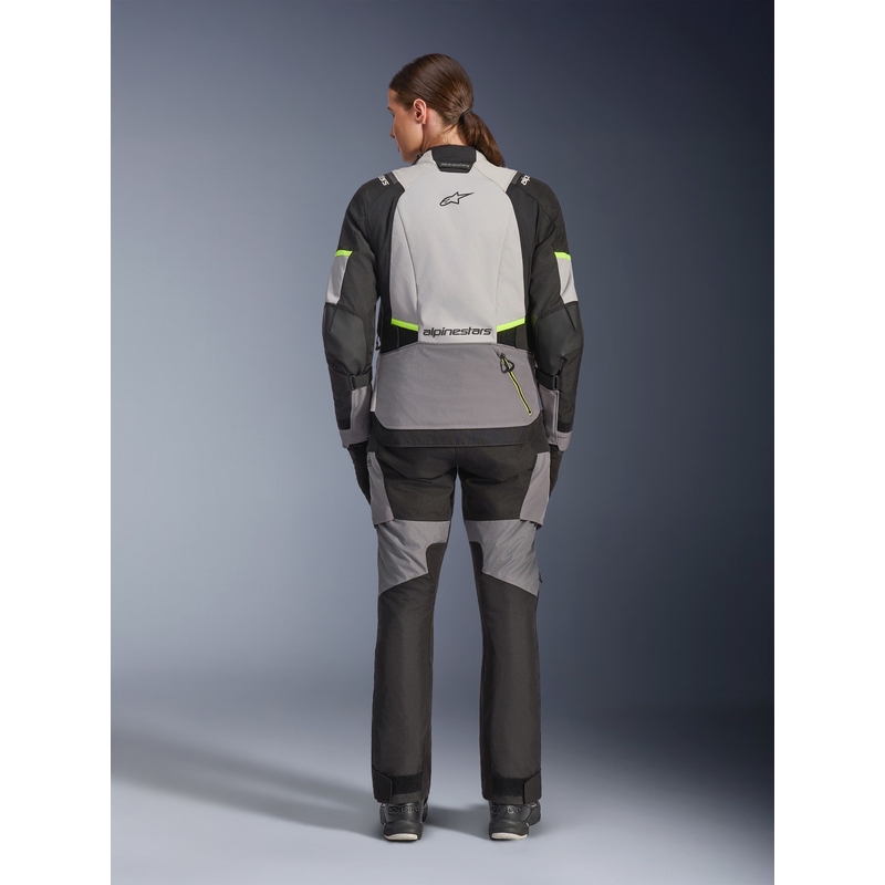 Alpinestars Stella Andes V4 Drystar sieviešu motocikla jaka tumši pelēka-gaiši pelēka-melna-fluorescēti dzeltena