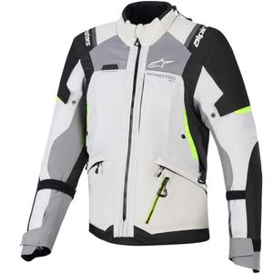 Alpinestars Stella Andes V4 Drystar sieviešu motocikla jaka tumši pelēka-gaiši pelēka-melna-fluorescēti dzeltena