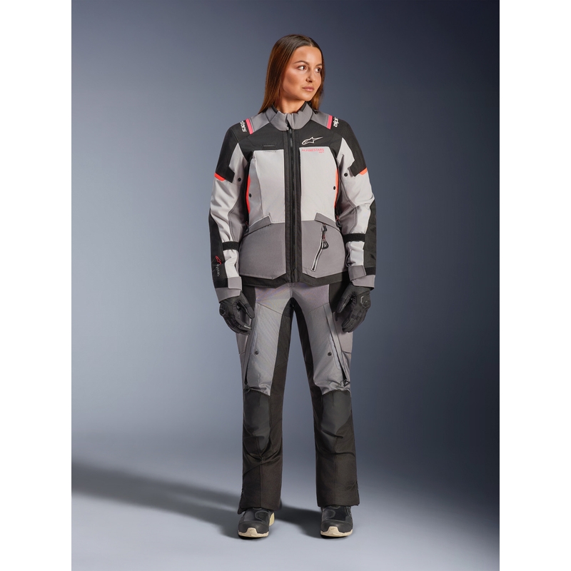 Alpinestars Stella Andes V4 Drystar sieviešu motocikla jaka, tumši pelēka-gaiši pelēka-melna-sarkana