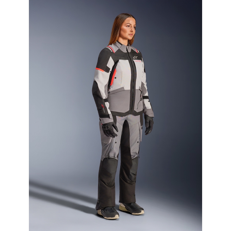 Alpinestars Stella Andes V4 Drystar sieviešu motocikla jaka, tumši pelēka-gaiši pelēka-melna-sarkana