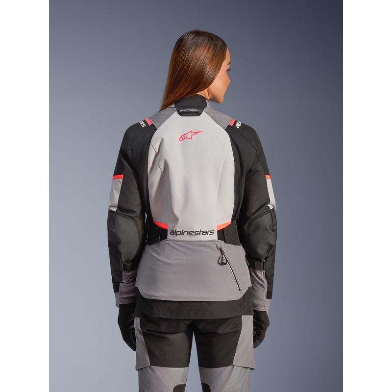 Alpinestars Stella Andes V4 Drystar sieviešu motocikla jaka, tumši pelēka-gaiši pelēka-melna-sarkana