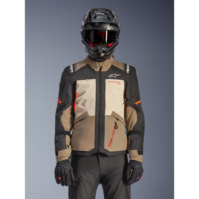 Alpinestars Andes V4 Drystar motocikla jaka krēmkrāsas-gaiši brūna-melna-fluororanža