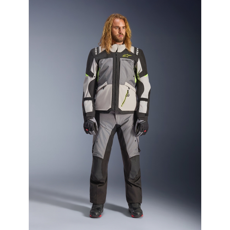 Alpinestars Andes V4 Drystar motocikla jaka tumši pelēka-gaiši pelēka-melna-fluorēti dzeltena