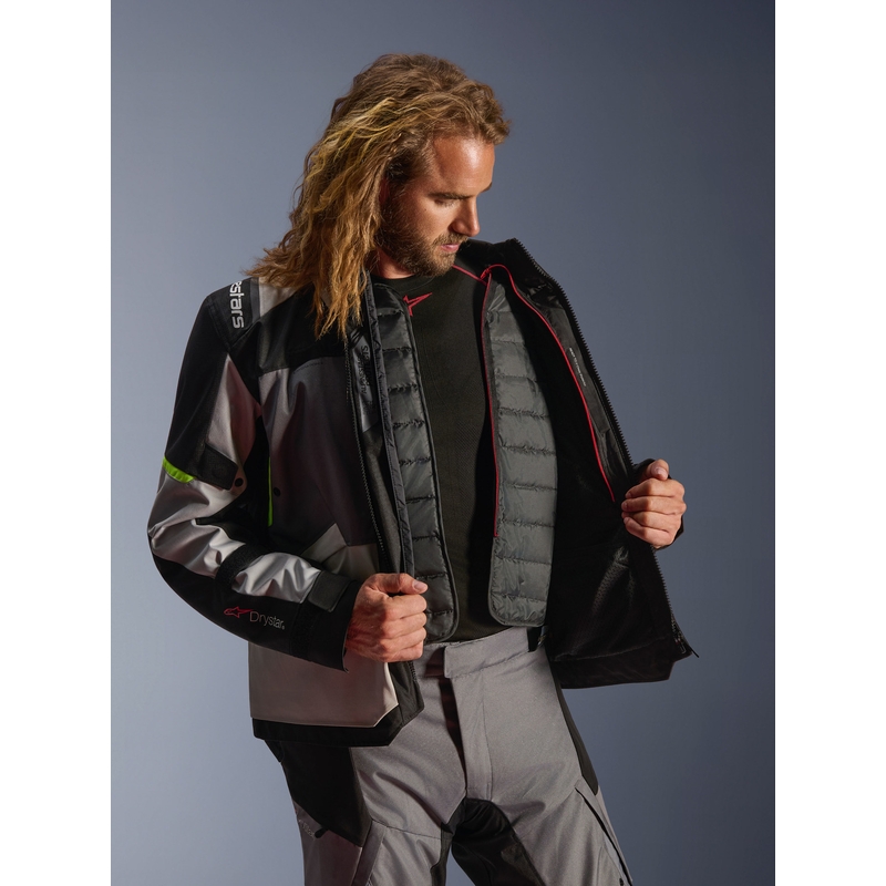 Alpinestars Andes V4 Drystar motocikla jaka tumši pelēka-gaiši pelēka-melna-fluorēti dzeltena