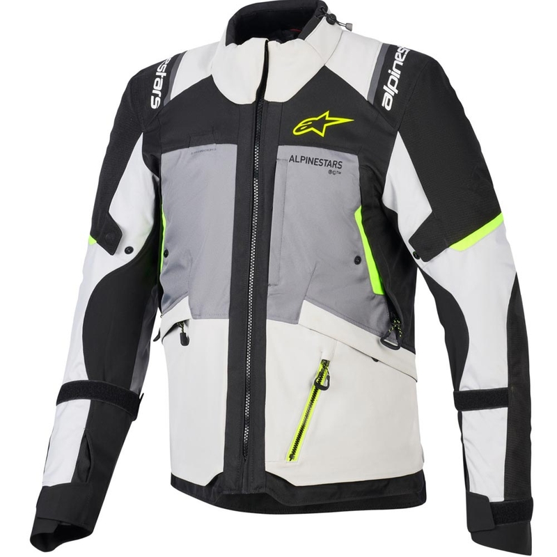 Alpinestars Andes V4 Drystar motocikla jaka tumši pelēka-gaiši pelēka-melna-fluorēti dzeltena