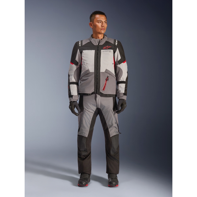 Alpinestars Andes V4 Drystar motocikla jaka, tumši pelēka-gaiši pelēka-melna-sarkana