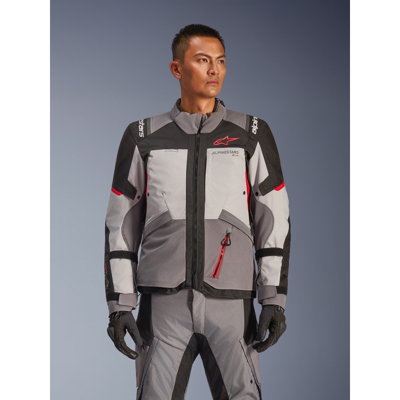 Alpinestars Andes V4 Drystar motocikla jaka, tumši pelēka-gaiši pelēka-melna-sarkana