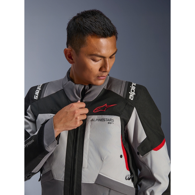 Alpinestars Andes V4 Drystar motocikla jaka, tumši pelēka-gaiši pelēka-melna-sarkana