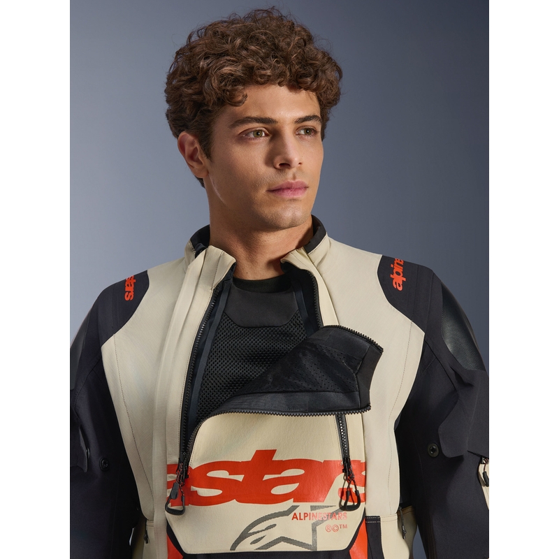 Alpinestars Halo PRO Drystar XF motocikla jaka krēmkrāsas-melna-sarkana