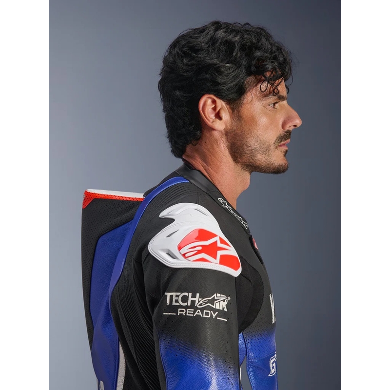 Viendaļīgs ādas motocikla kombinezons Alpinestars GP-R7 YAMAHA GYTR TECH-AIR kolekcijas zils-melns-balts-sarkans