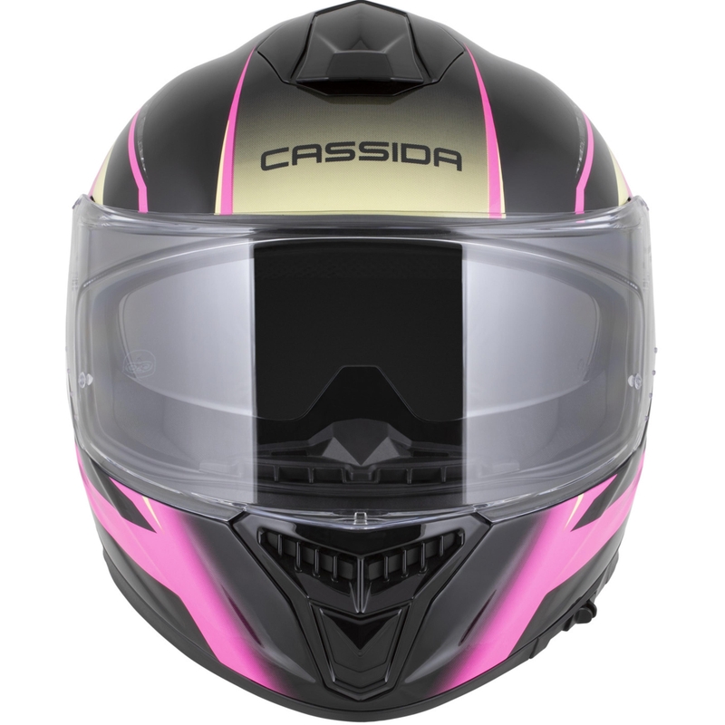 Cassida Integral GTS 2.1 Mega motocikla ķivere, melna-rozā-balta-vaniļas krāsā