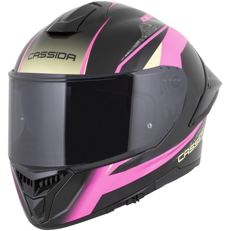 Cassida Integral GTS 2.1 Mega motocikla ķivere, melna-rozā-balta-vaniļas krāsā