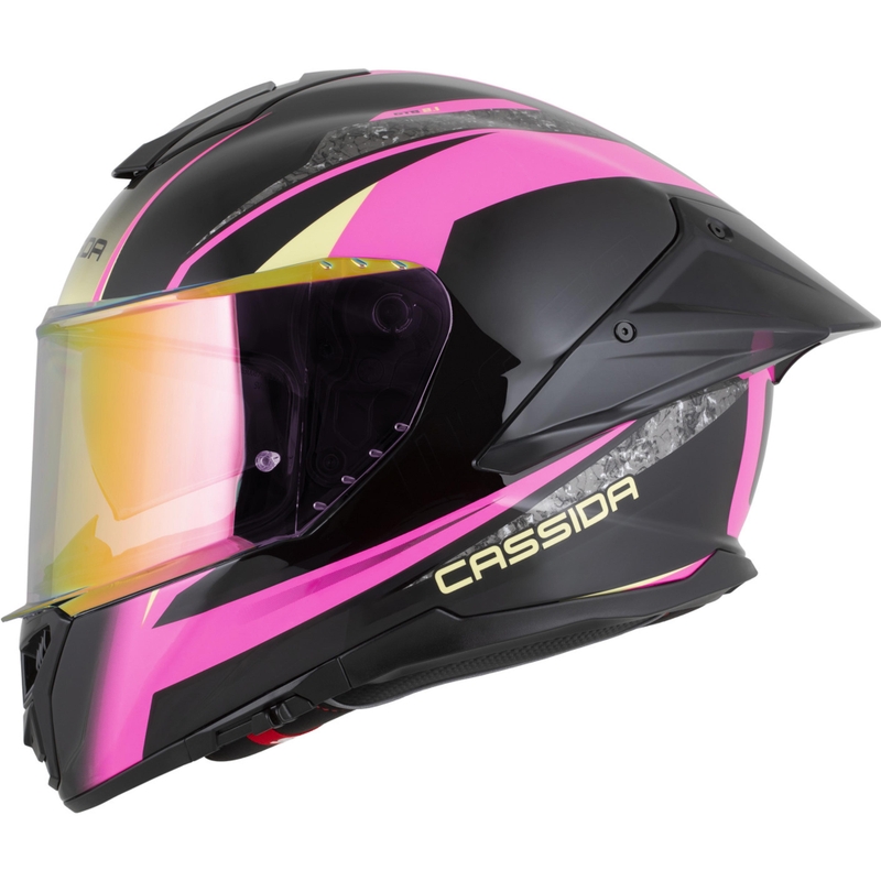 Cassida Integral GTS 2.1 Mega motocikla ķivere, melna-rozā-balta-vaniļas krāsā