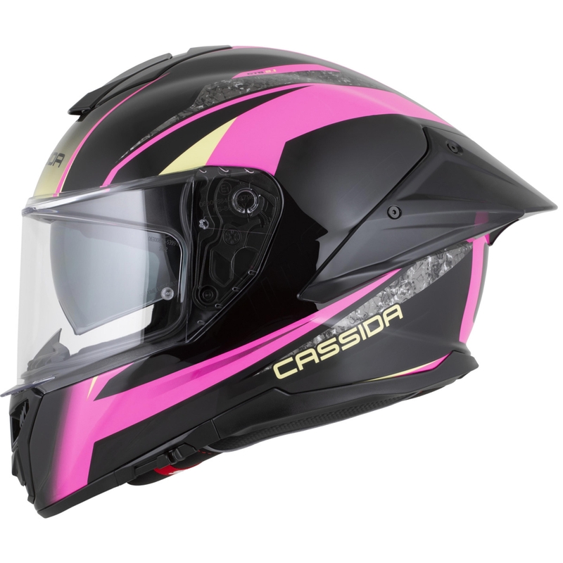 Cassida Integral GTS 2.1 Mega motocikla ķivere, melna-rozā-balta-vaniļas krāsā