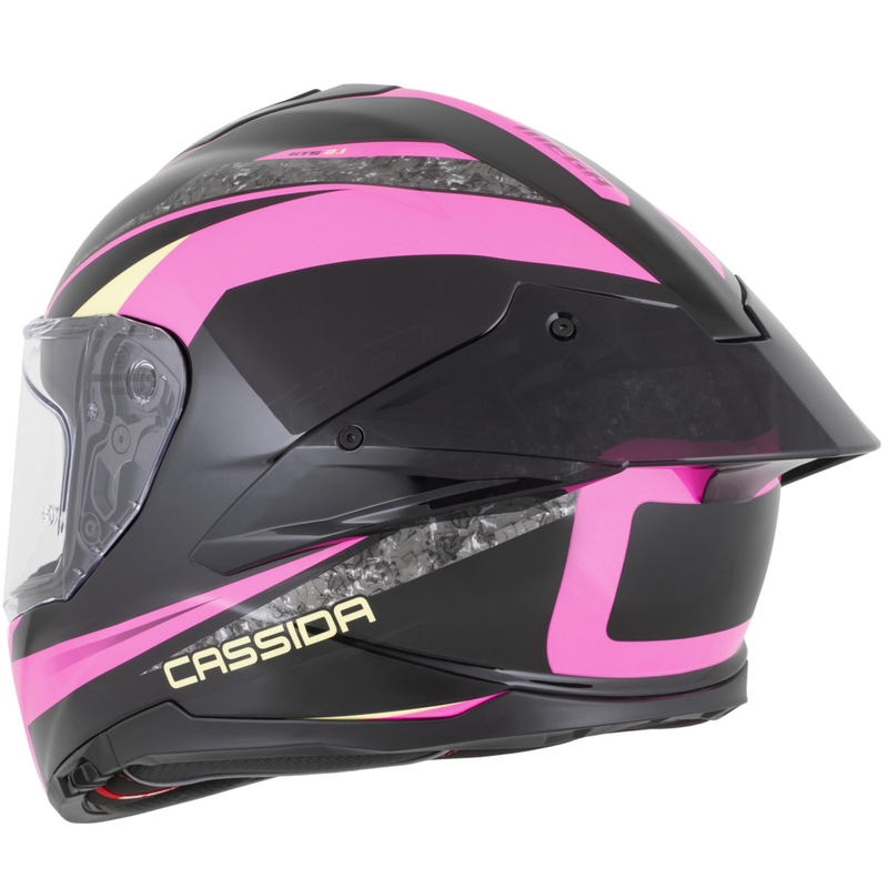 Cassida Integral GTS 2.1 Mega motocikla ķivere, melna-rozā-balta-vaniļas krāsā
