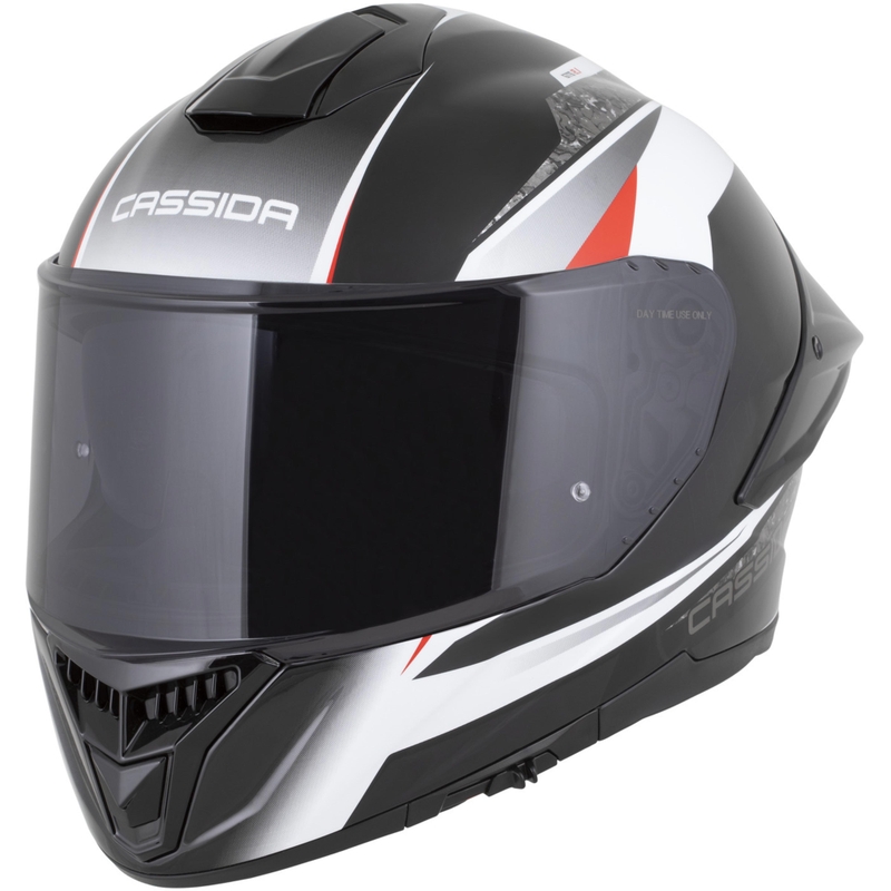 Cassida Integral GTS 2.1 Mega motocikla ķivere, melna-balta-sarkana