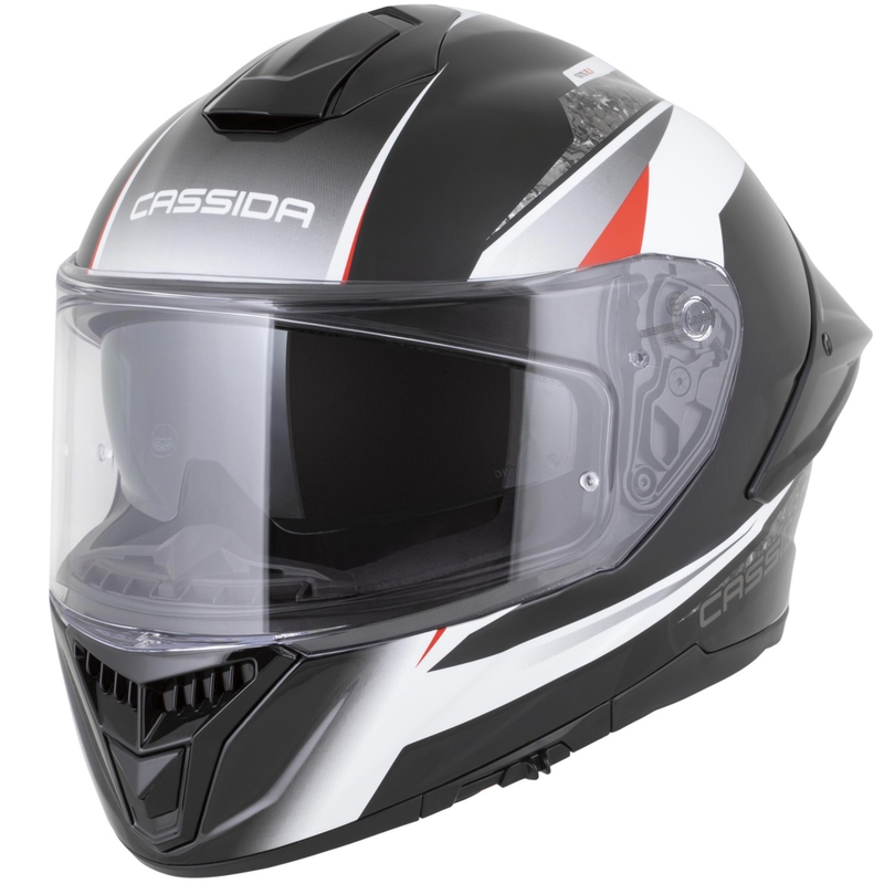Cassida Integral GTS 2.1 Mega motocikla ķivere, melna-balta-sarkana